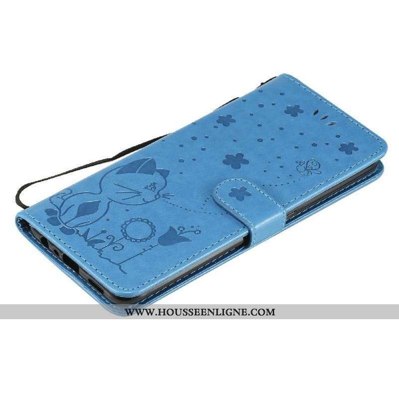 Housse Oppo A74 4G Chat et Abeille à Lanière