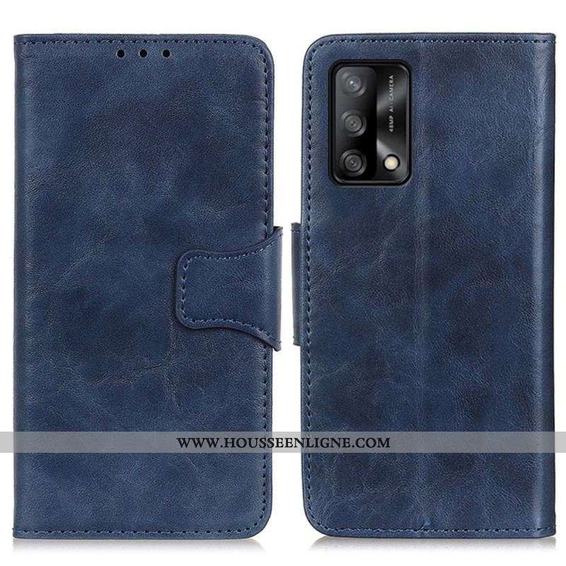 Housse Oppo A74 4G Cuir Fendu Fermoir Réversible