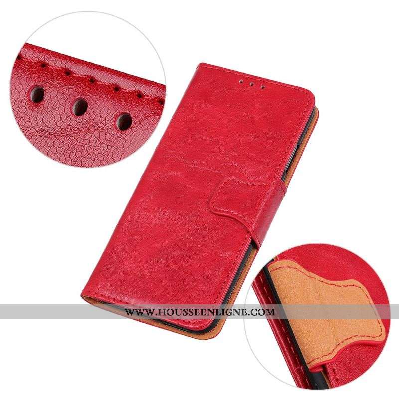 Housse Oppo A74 4G Cuir Fendu Fermoir Réversible