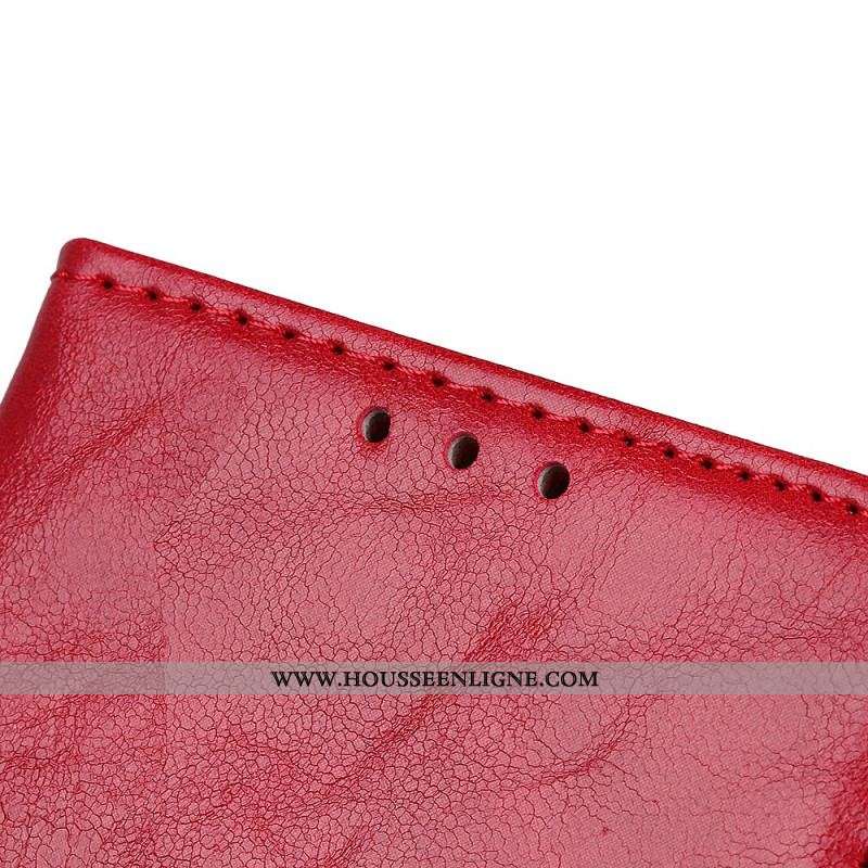 Housse Oppo A74 4G Cuir Fendu Fermoir Réversible