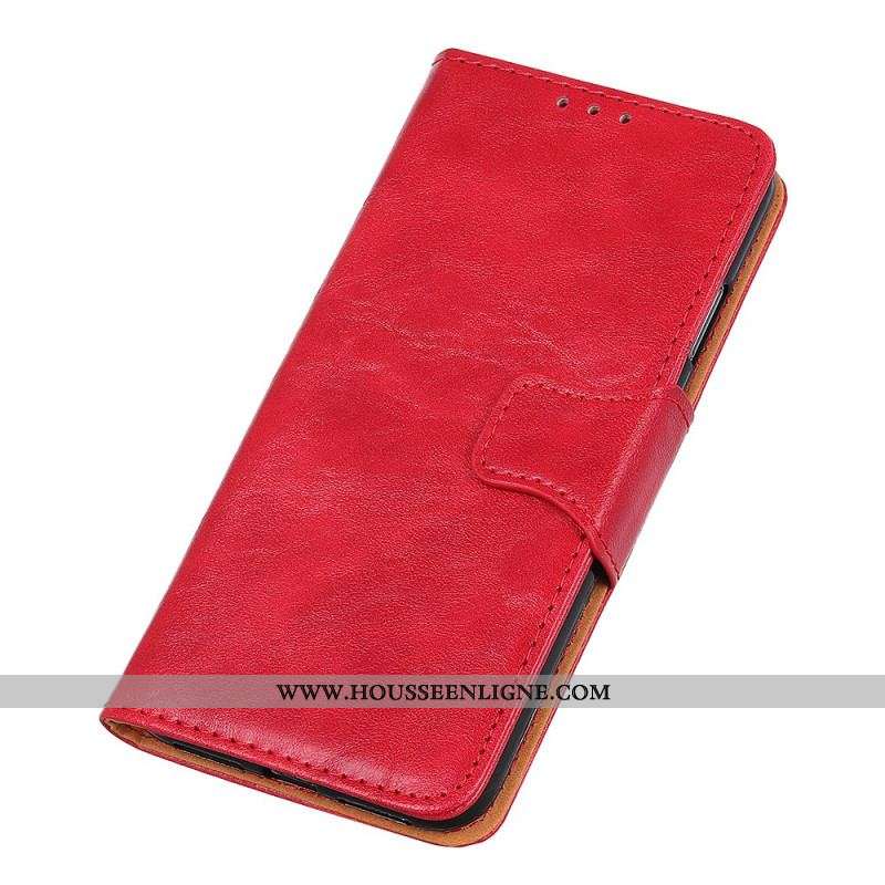 Housse Oppo A74 4G Cuir Fendu Fermoir Réversible