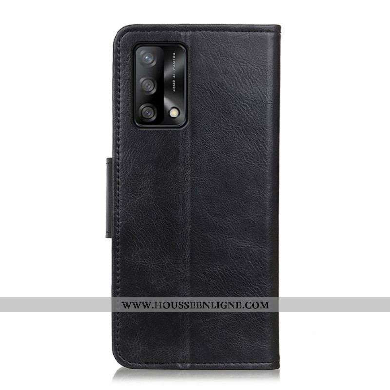 Housse Oppo A74 4G Effet Cuir Fermoir Réversible