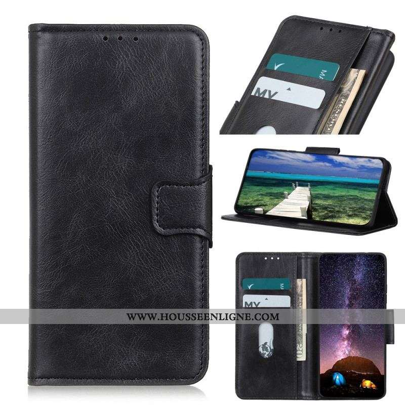 Housse Oppo A74 4G Effet Cuir Fermoir Réversible