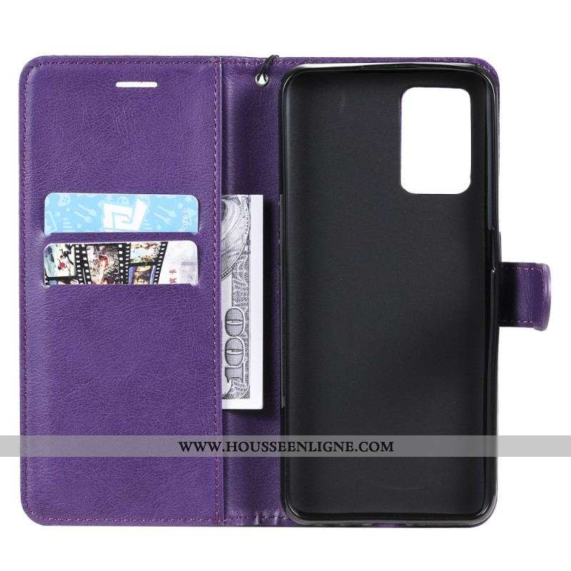 Housse Oppo A74 4G Effet Cuir à Lanière