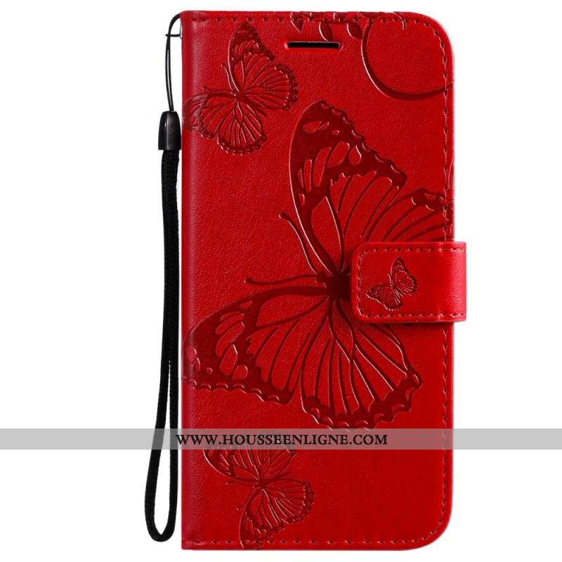 Housse Oppo A74 4G Papillons Géants à Lanière