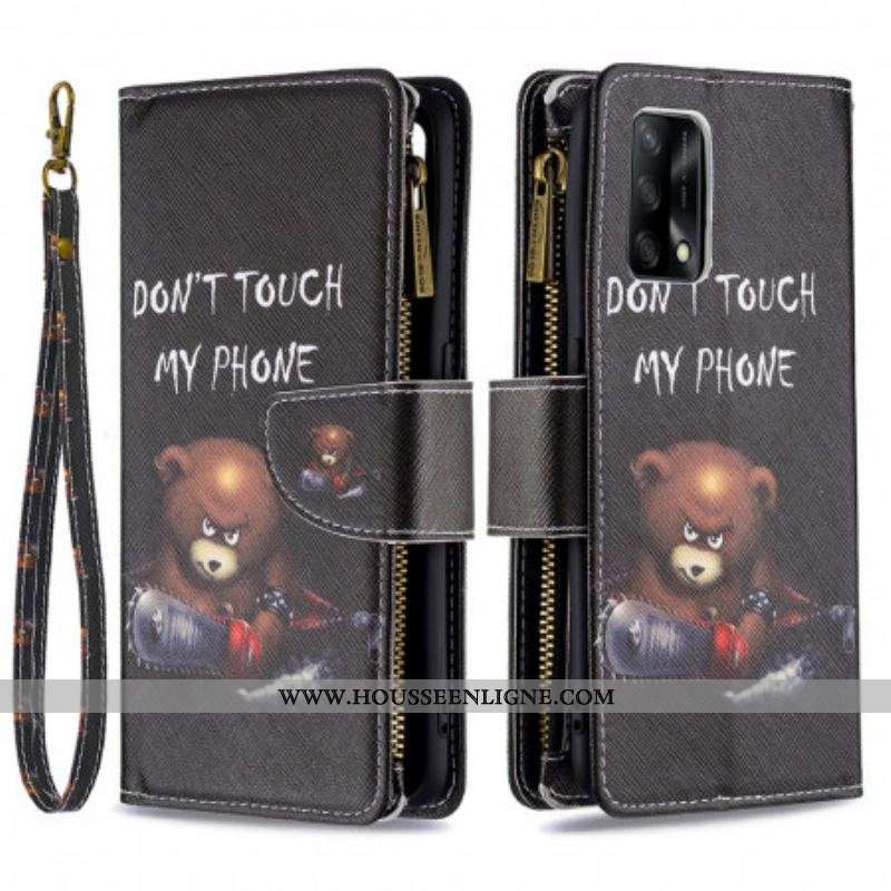 Housse Oppo A74 4G Poche Zippée Ours