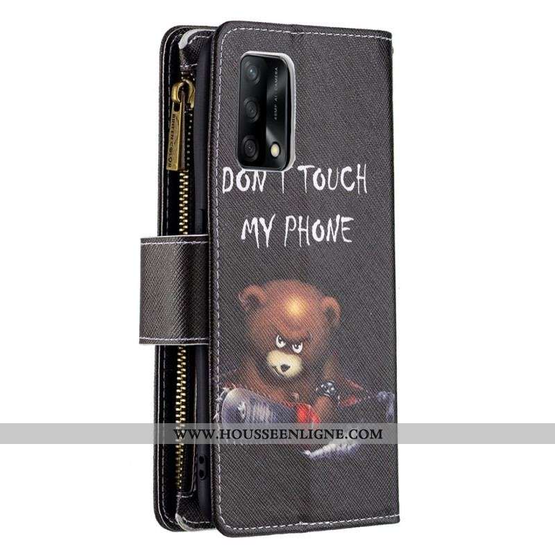 Housse Oppo A74 4G Poche Zippée Ours