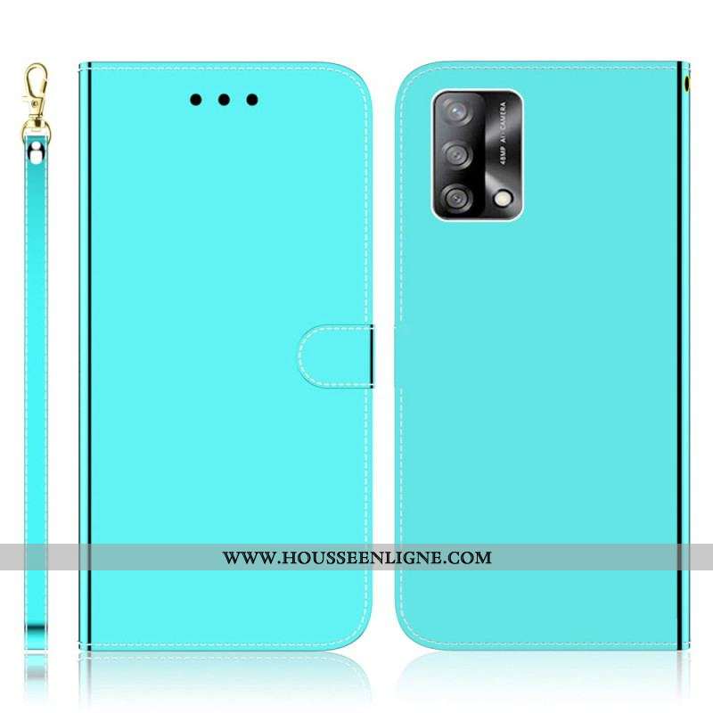 Housse Oppo A74 4G Simili Cuir Couverture Miroir