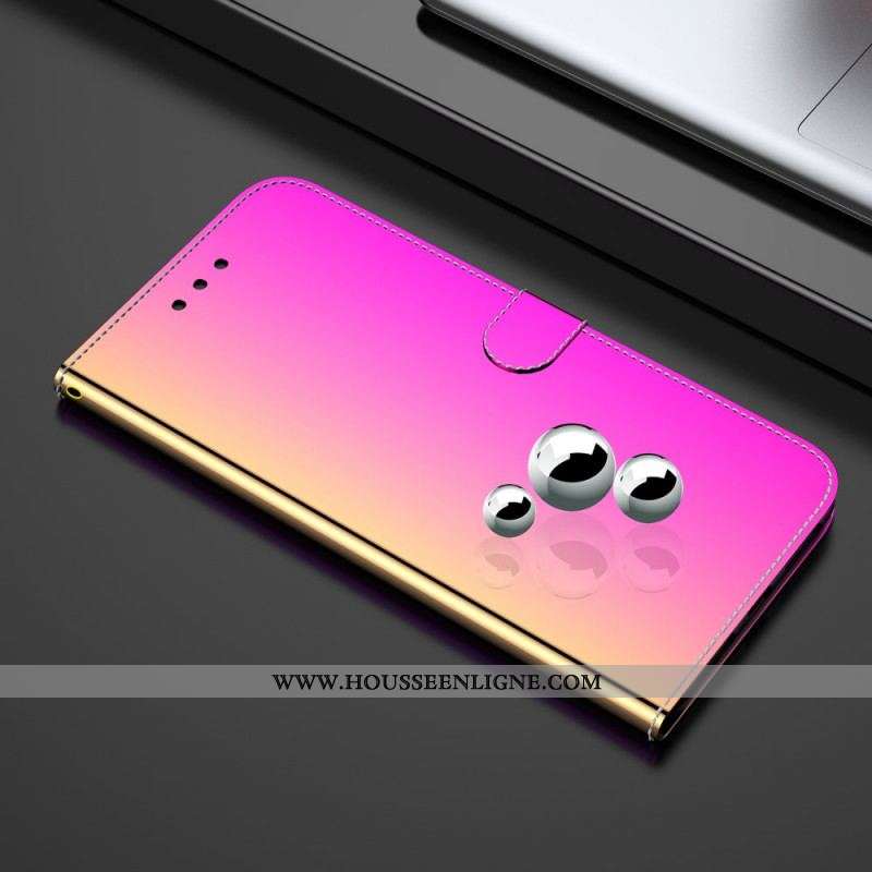 Housse Oppo A74 4G Simili Cuir Couverture Miroir