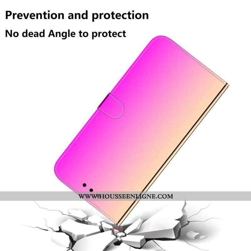 Housse Oppo A74 4G Simili Cuir Couverture Miroir