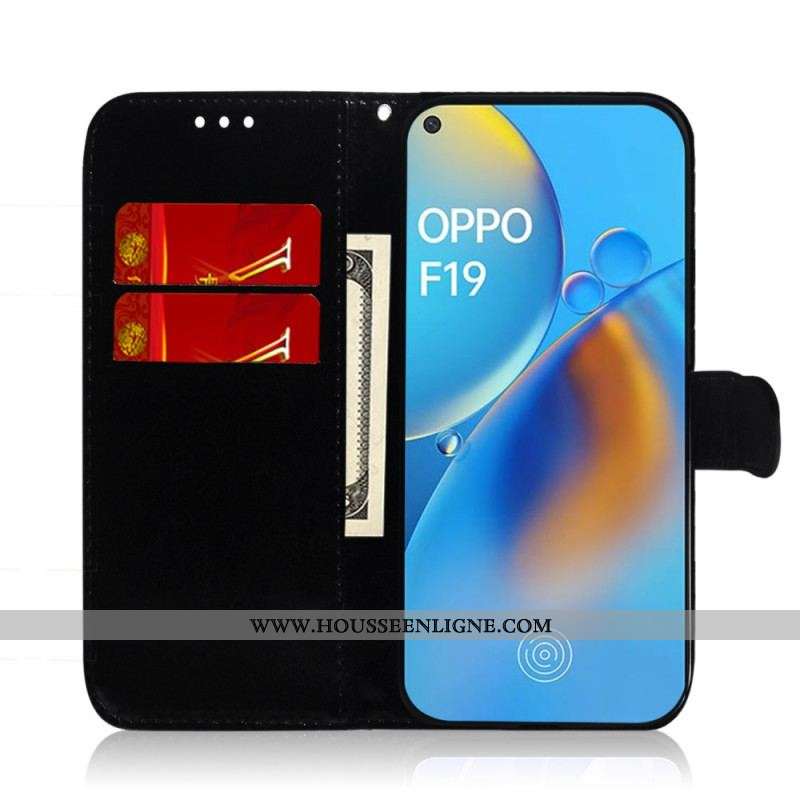 Housse Oppo A74 4G Simili Cuir Couverture Miroir