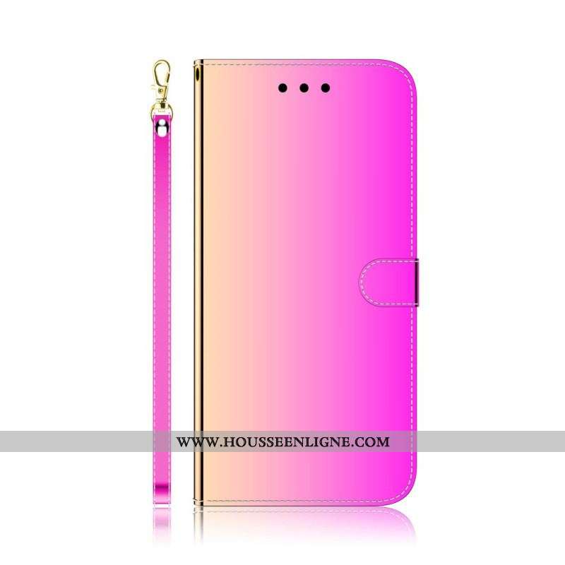 Housse Oppo A74 4G Simili Cuir Couverture Miroir