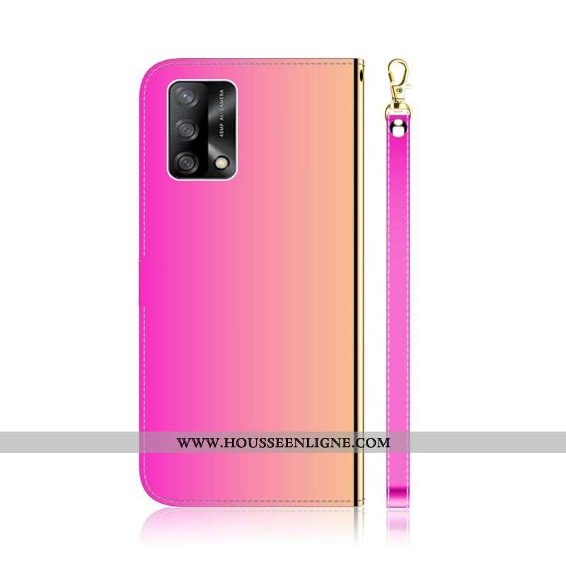 Housse Oppo A74 4G Simili Cuir Couverture Miroir