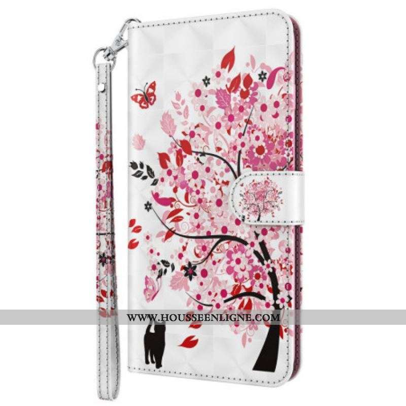 Housse Oppo A94 5G Arbre Rose avec Lanière
