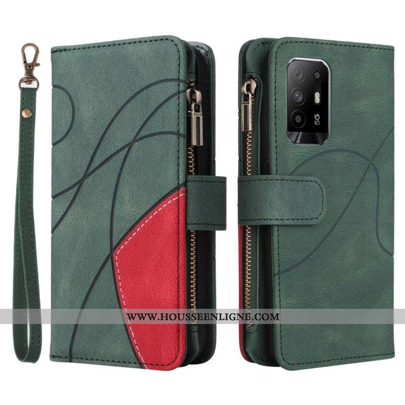 Housse Oppo A94 5G Bicolor Porte-monnaie avec Lanière
