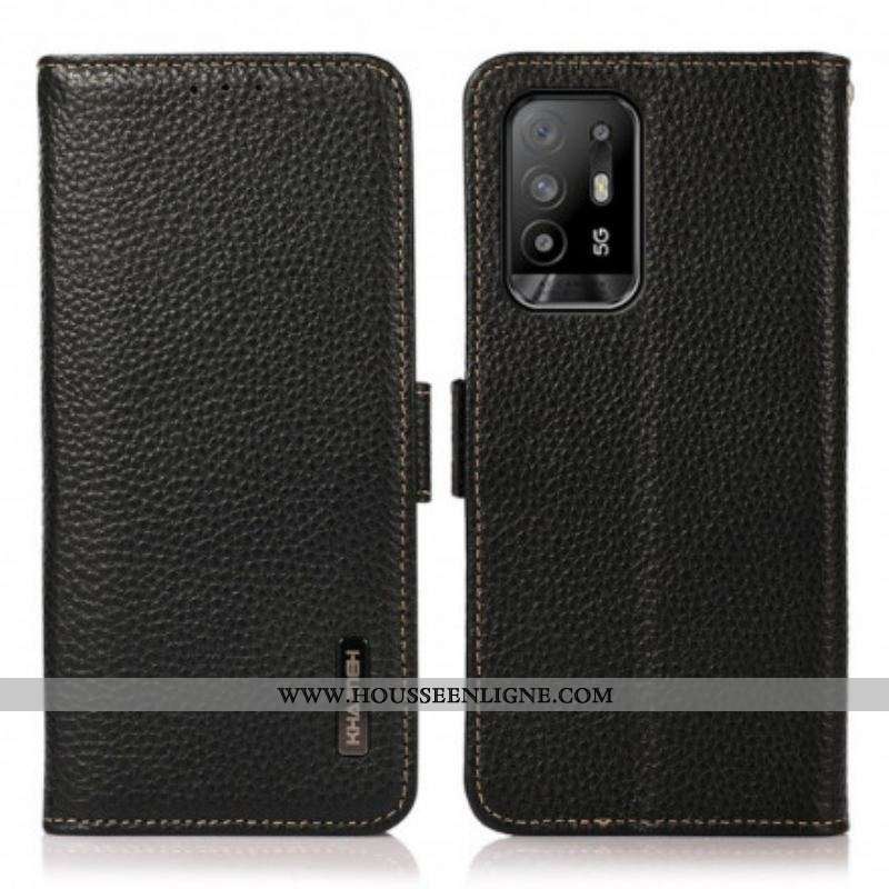 Housse Oppo A94 5G Cuir Litchi KHAZNEH RFID