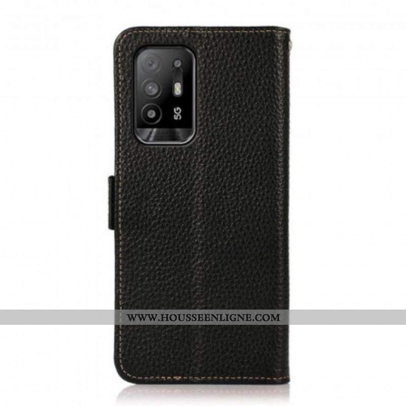 Housse Oppo A94 5G Cuir Litchi KHAZNEH RFID