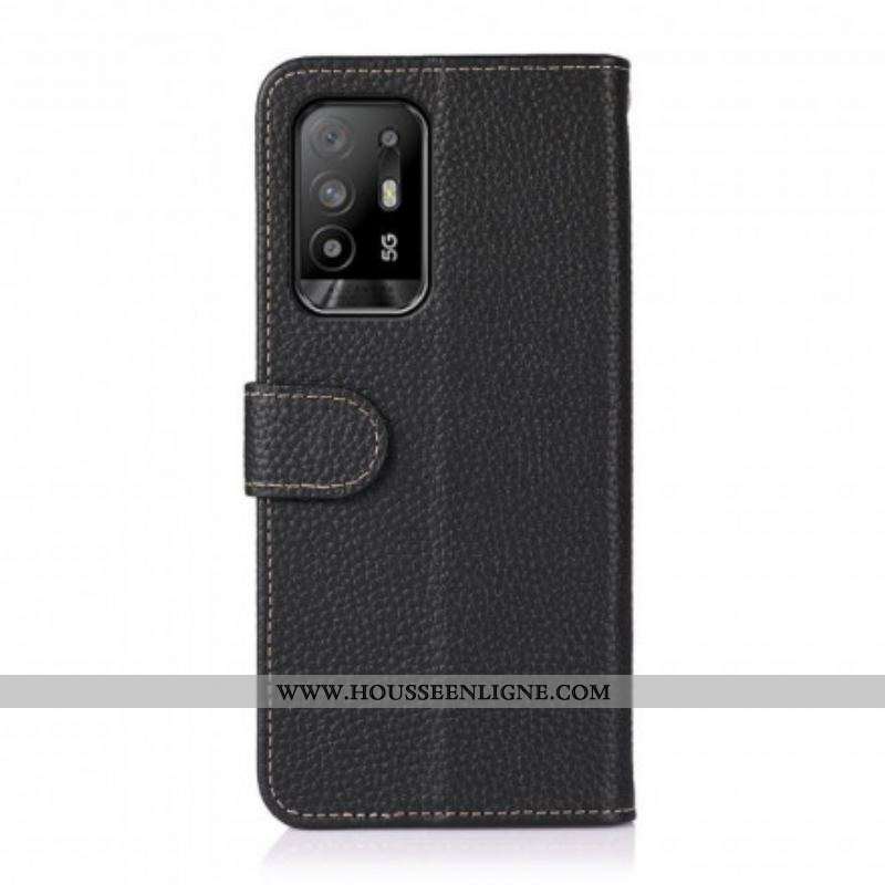 Housse Oppo A94 5G Cuir Litchi KHAZNEH