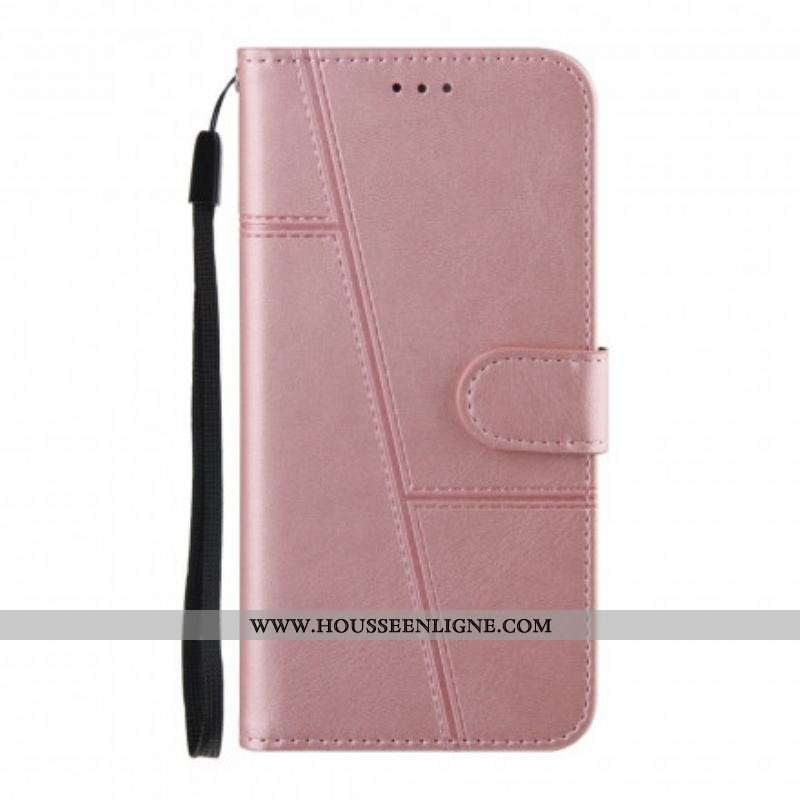 Housse Oppo A94 5G Effet Cuir Géo à Lanière