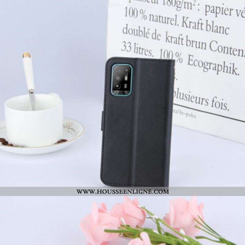 Housse Oppo A94 5G Effet Cuir Géo à Lanière