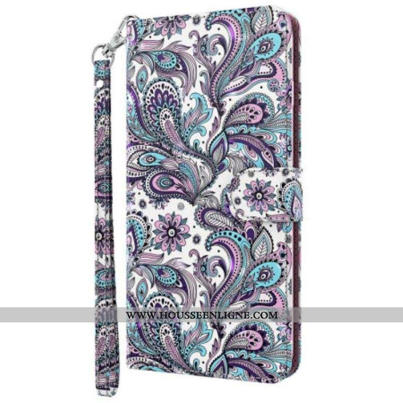 Housse Oppo A94 5G Fleurs Motifs avec Lanière