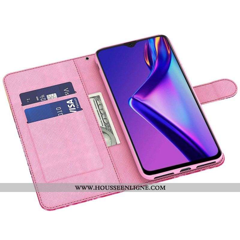 Housse Oppo A94 5G Fleurs Motifs avec Lanière