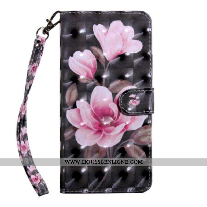 Housse Oppo A94 5G Fleurs avec Lanière