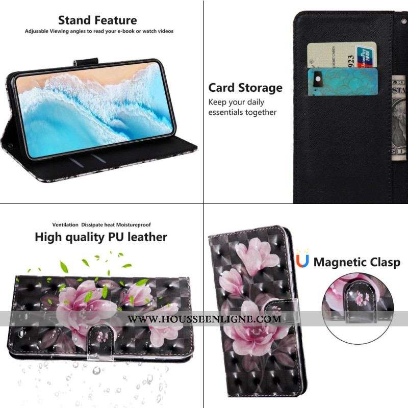 Housse Oppo A94 5G Fleurs avec Lanière