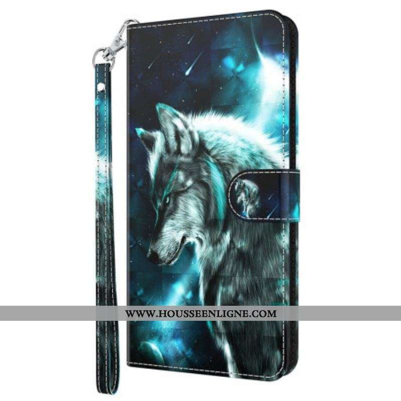 Housse Oppo A94 5G Loup avec Lanière