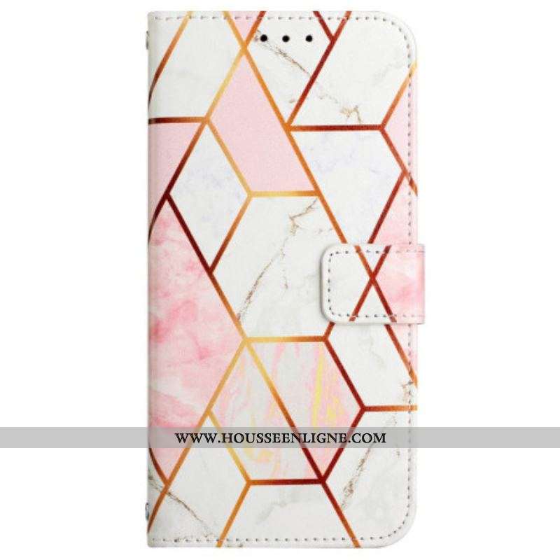 Housse Oppo A94 5G Marbre Géométrique avec Lanière
