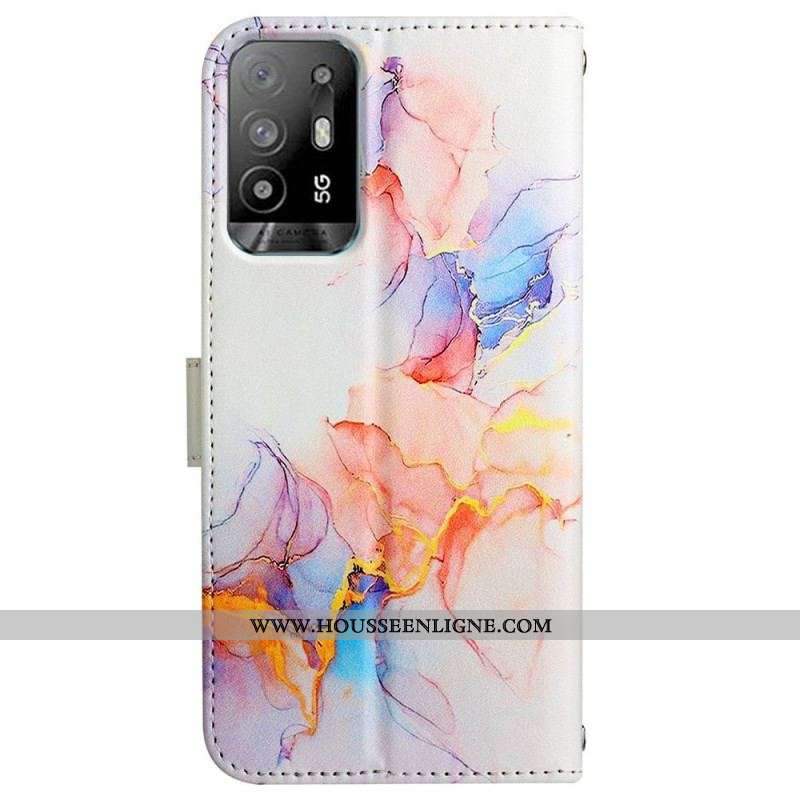 Housse Oppo A94 5G Marbre avec Lanière