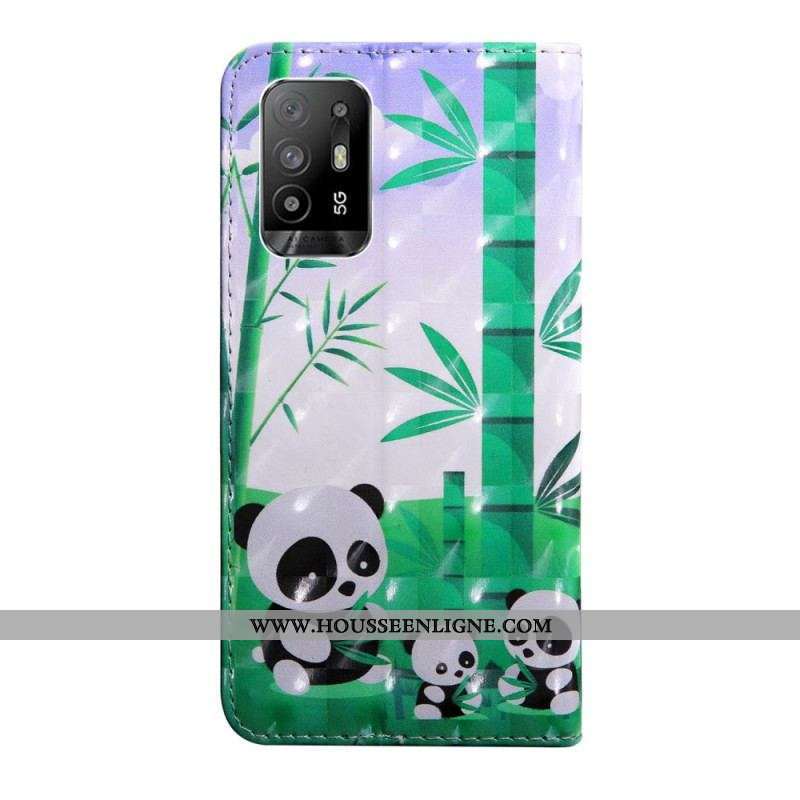 Housse Oppo A94 5G Panda avec Lanière