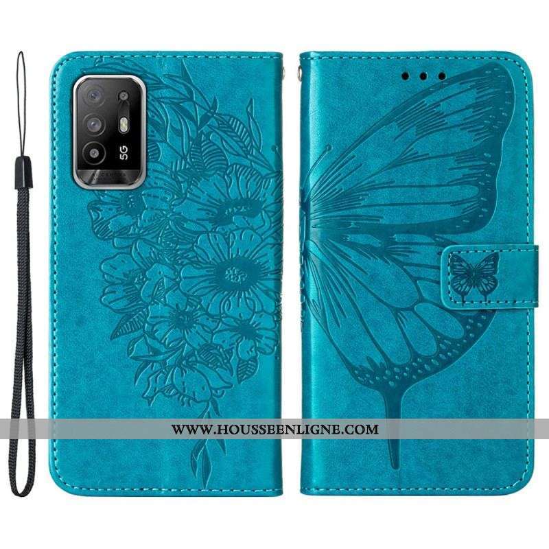 Housse Oppo A94 5G Papillon avec Lanière