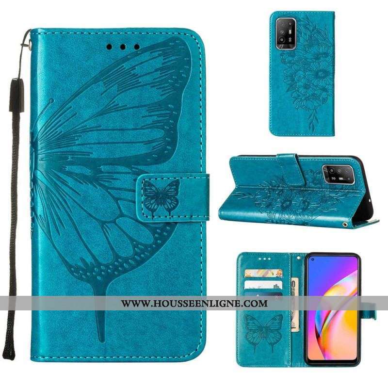 Housse Oppo A94 5G Papillon avec Lanière