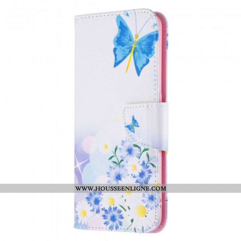 Housse Oppo A94 5G Papillons et Fleurs Peints