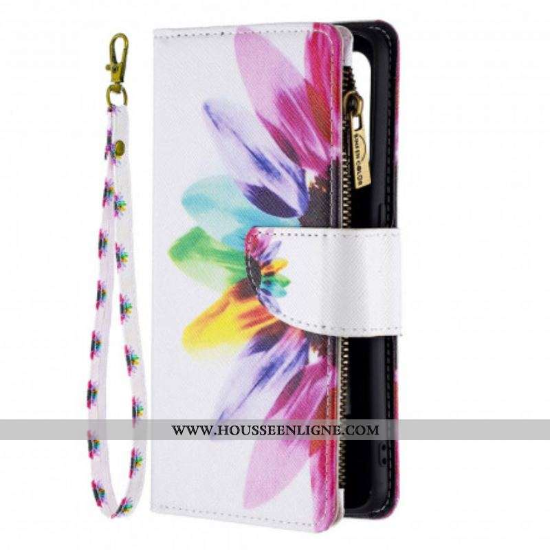 Housse Oppo A94 5G Poche Zippée Fleur