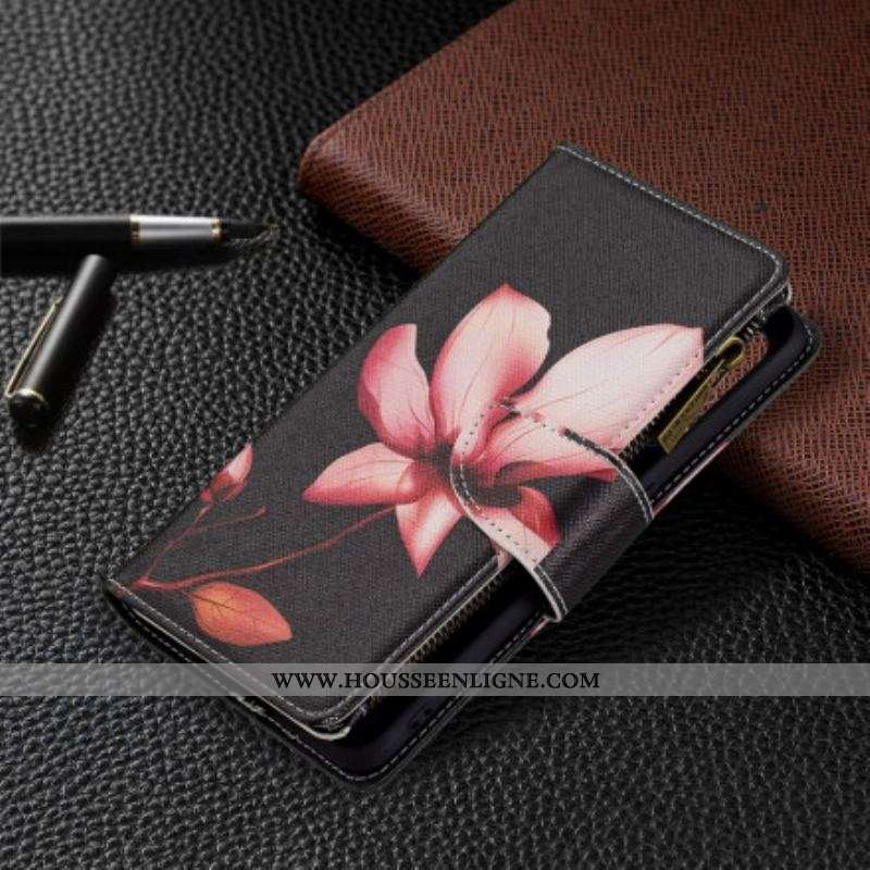 Housse Oppo A94 5G Poche Zippée Fleur