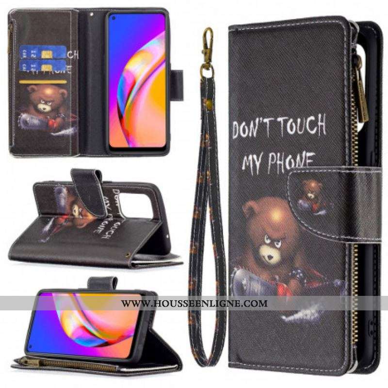 Housse Oppo A94 5G Poche Zippée Ours