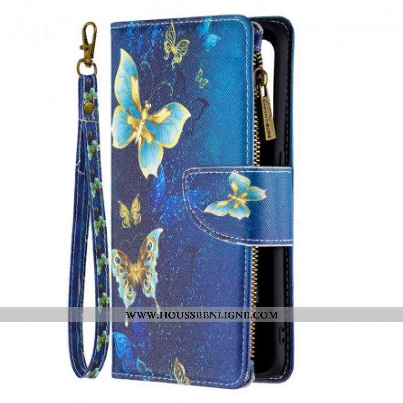 Housse Oppo A94 5G Poche Zippée Papillons