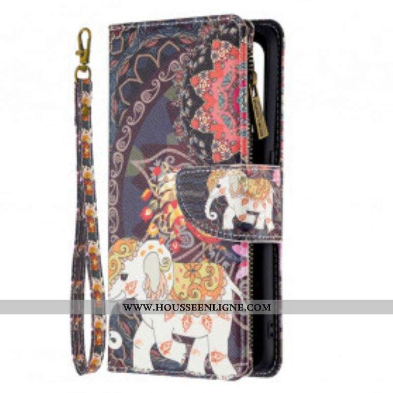 Housse Oppo A94 5G Poche Zippée Éléphant