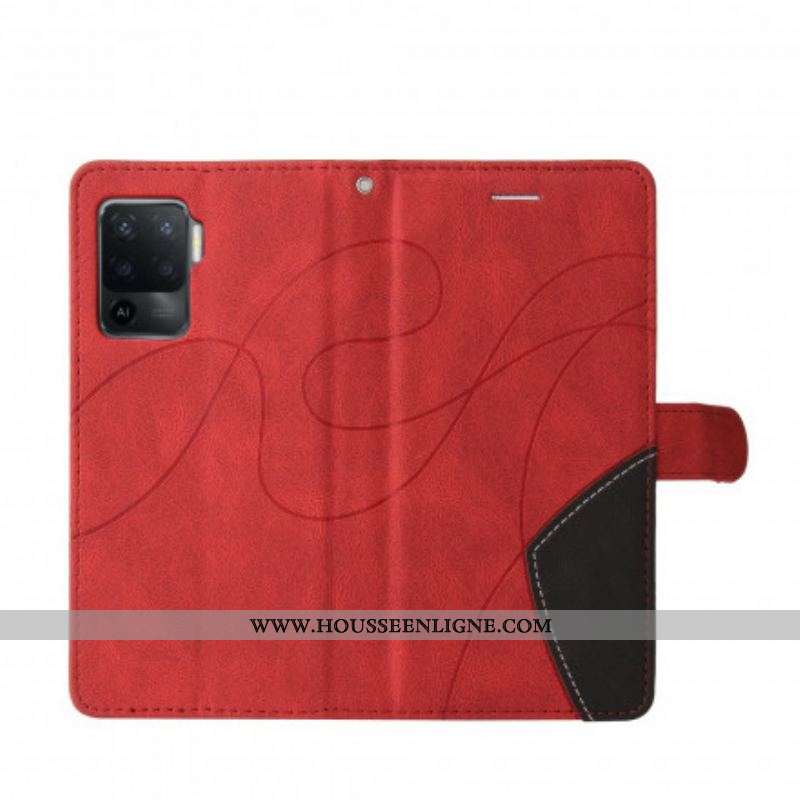 Housse Oppo A94 5G Simili Cuir Bicolore Signature