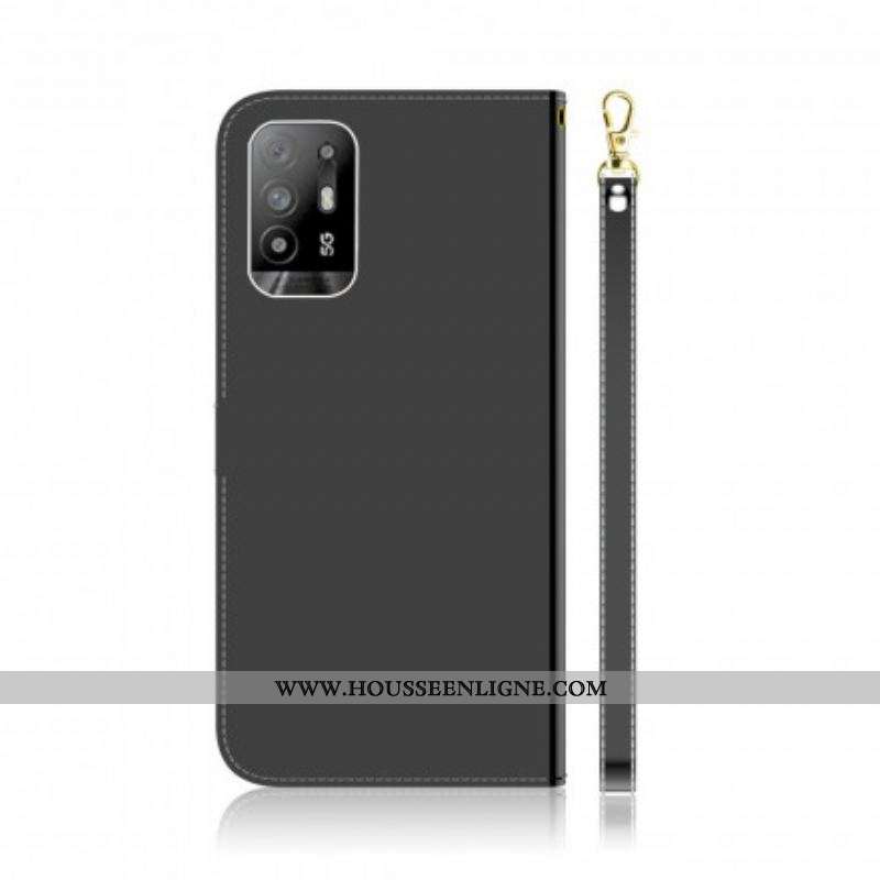 Housse Oppo A94 5G Simili Cuir Couverture MIroir