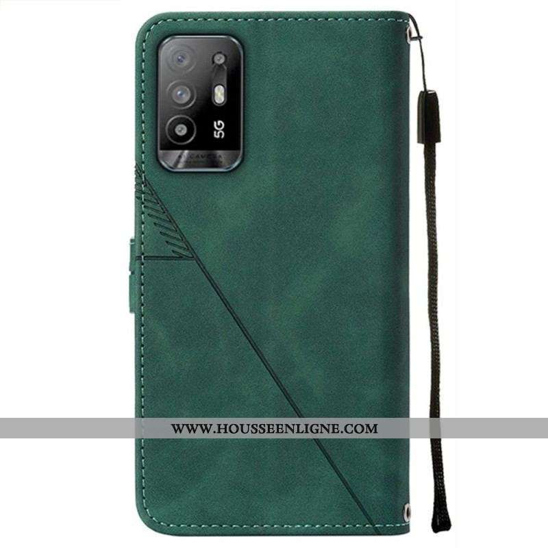 Housse Oppo A94 5G Simili Cuir avec Lanière