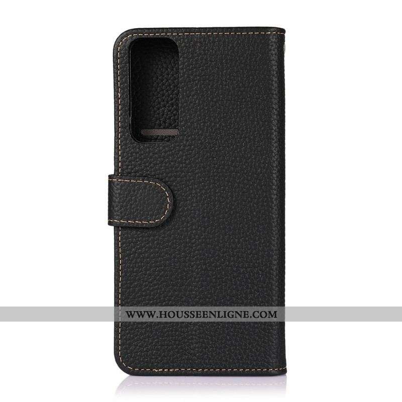 Housse Oppo Find X3 Lite Cuir Véritable Litchi KHAZNEH