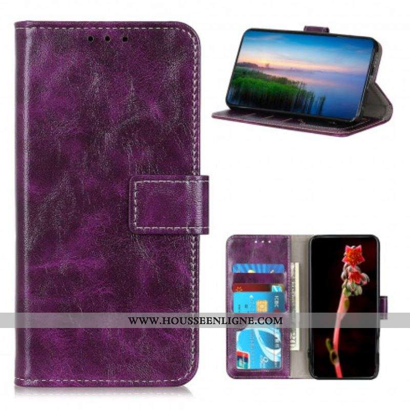 Housse Oppo Find X3 Lite Effet Cuir Coutures Apparentes