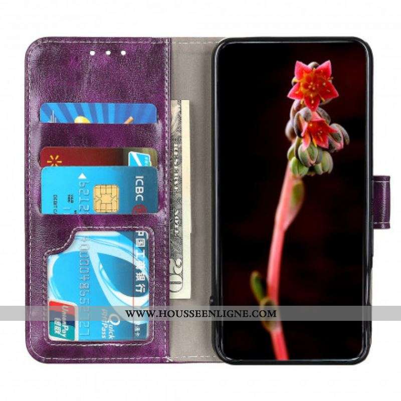 Housse Oppo Find X3 Lite Effet Cuir Coutures Apparentes