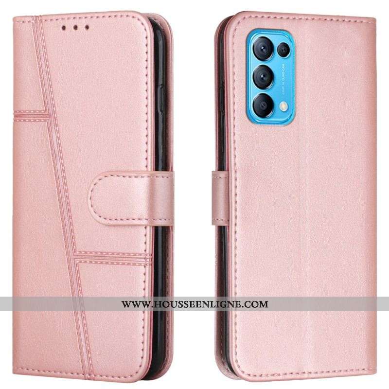 Housse Oppo Find X3 Lite Effet Cuir Géo à Lanière