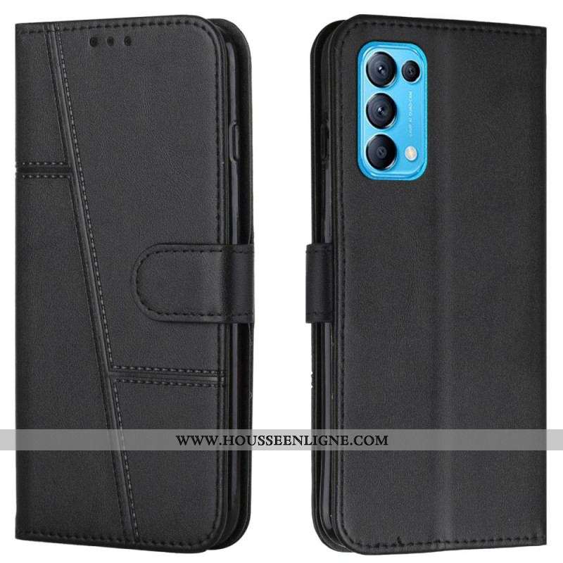 Housse Oppo Find X3 Lite Effet Cuir Géo à Lanière