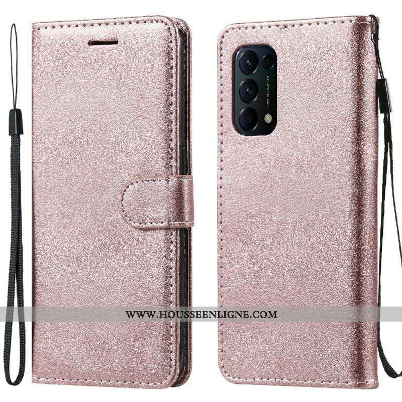 Housse Oppo Find X3 Lite Effet Cuir à Lanière