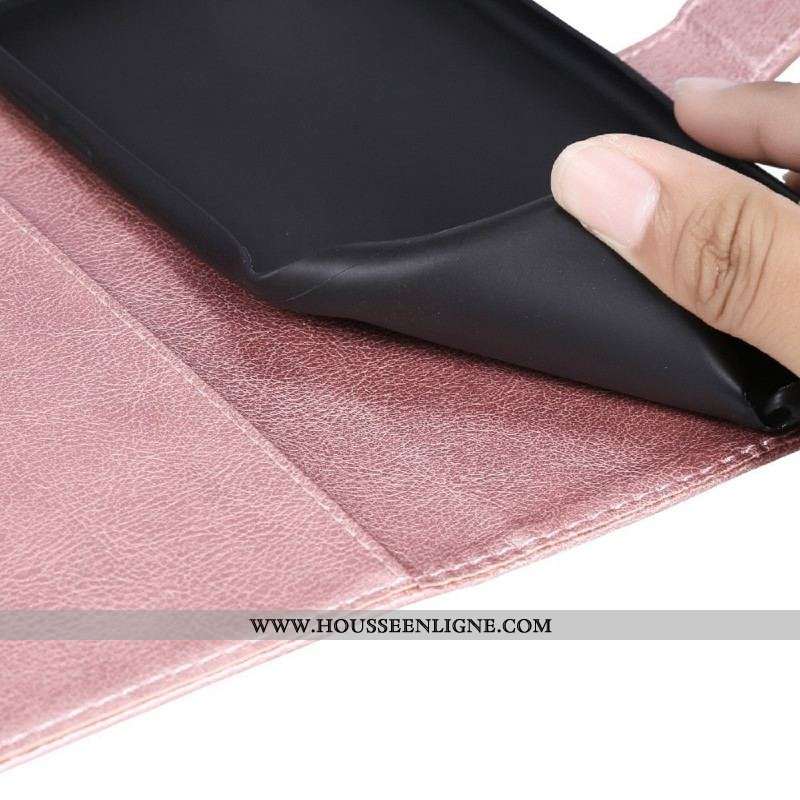 Housse Oppo Find X3 Lite Effet Cuir à Lanière